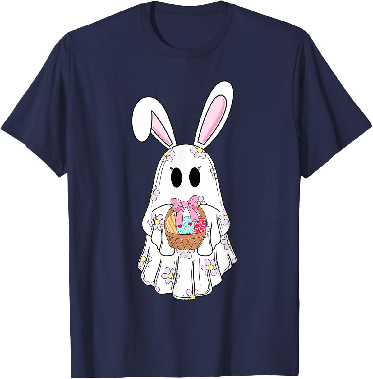 Cute Ghost Bunny Ghost Rabbit Easter Day Rabbit Lover T-Shirt - Navy Blue