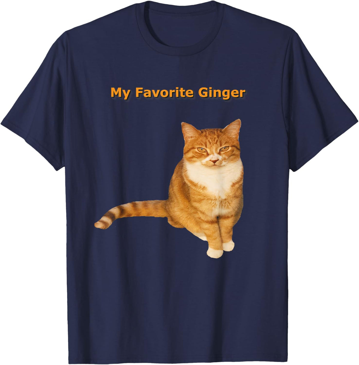 My Favorite Ginger Orange Tabby Cat Kitty Lover T-Shirt - Navy Blue