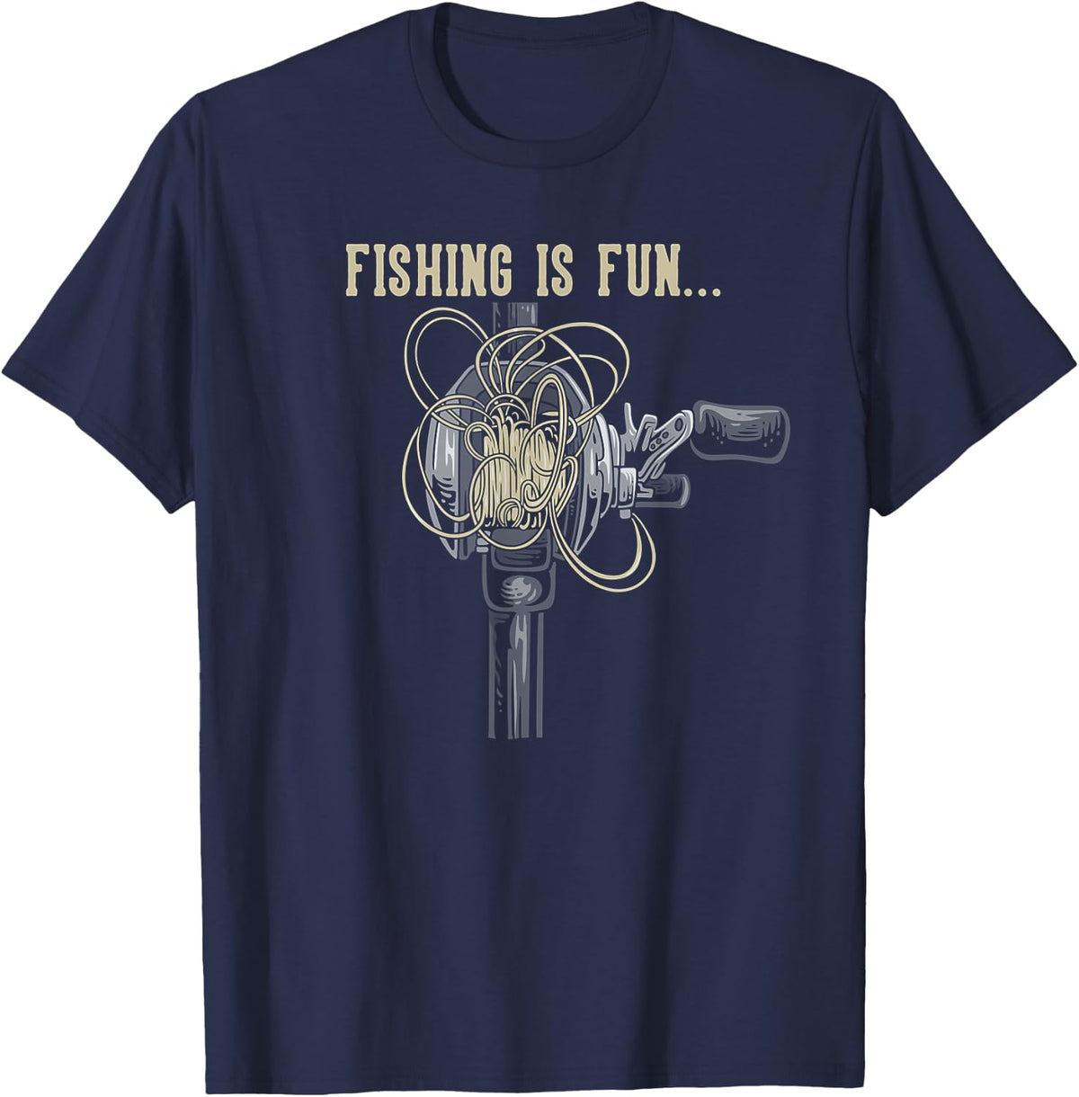 Fishing is fun Bird's Nest T-Shirt - Navy Blue