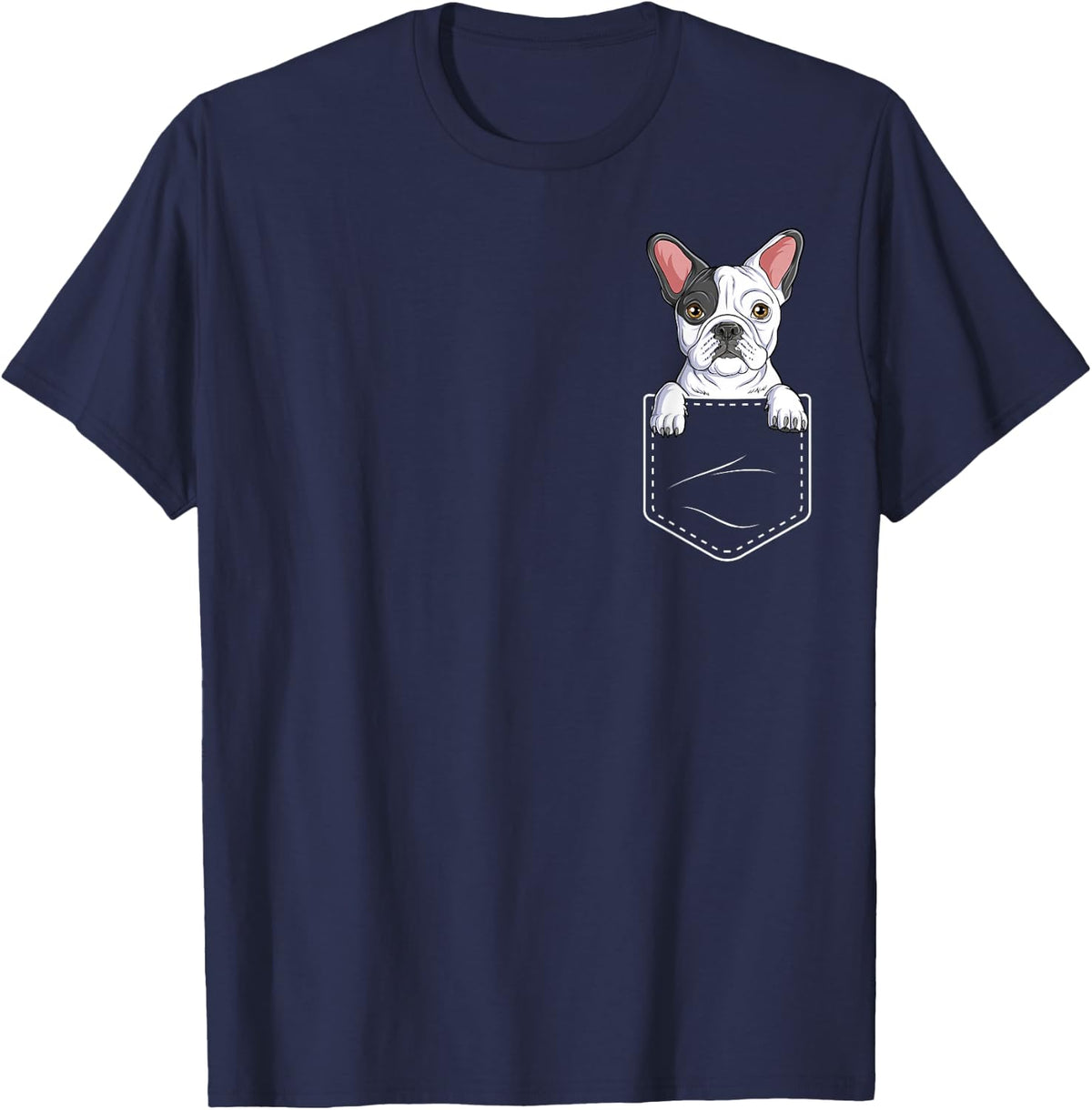 Cute French Bulldog In Pocket Funny Frenchie Dog Puppy Lover T-Shirt - Navy Blue