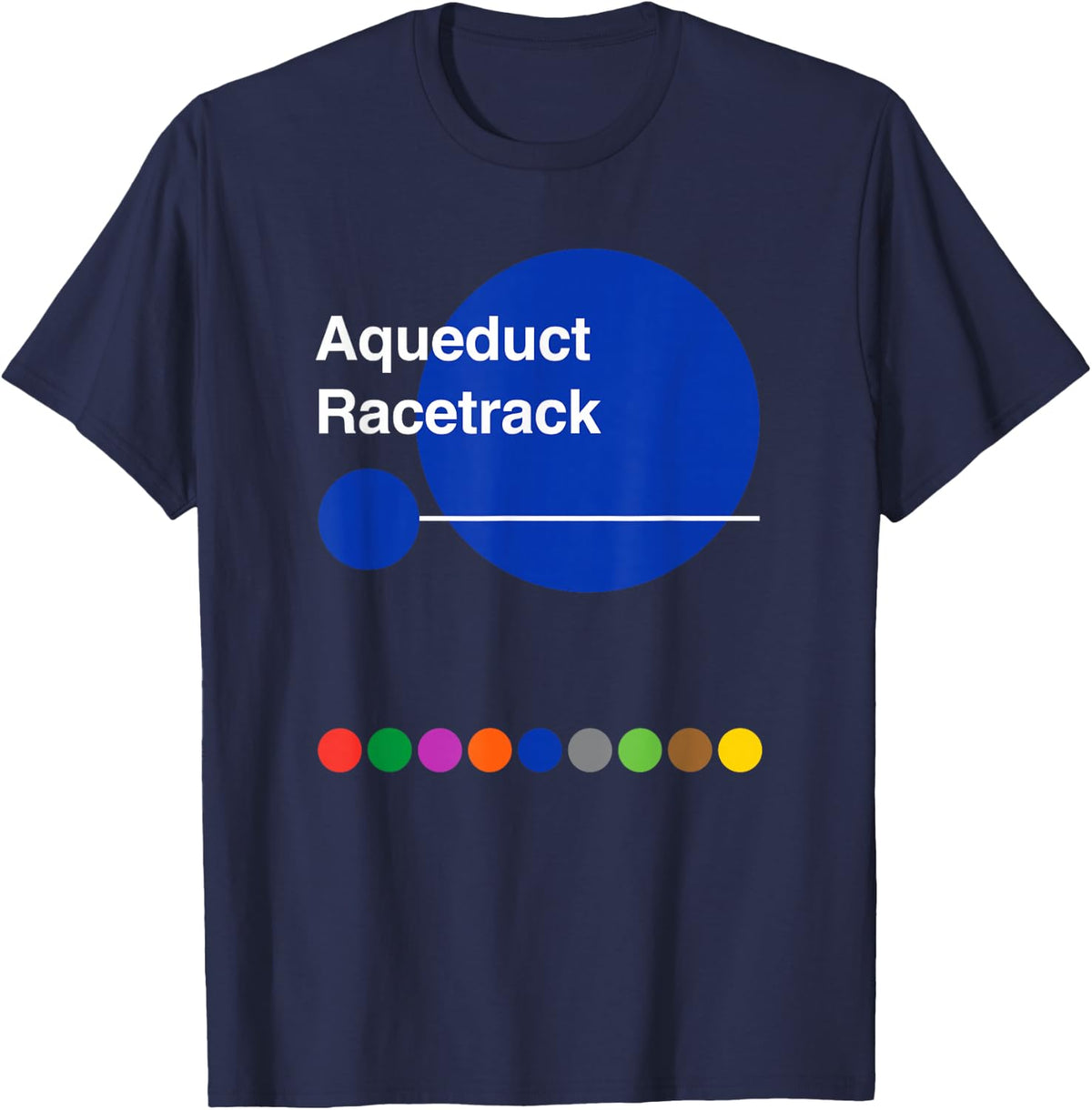 Aqueduct Racetrack Queens Ozone Park Tee NYC Subway T-Shirt - Navy Blue