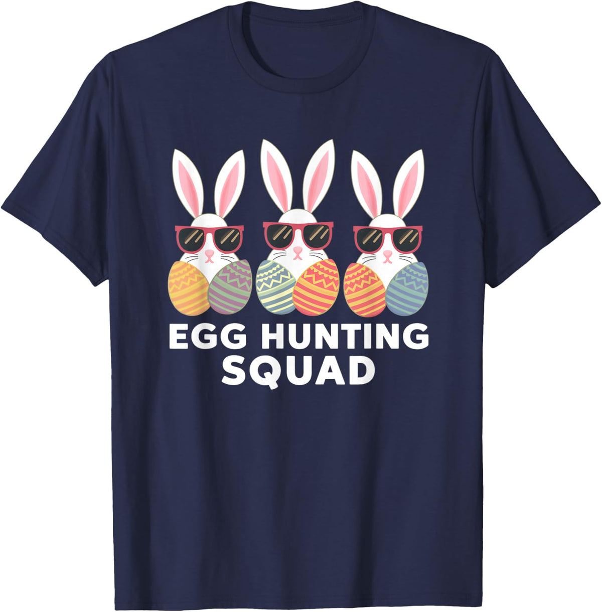 egg hunting squad boys girls easter family T-Shirt - Navy Blue
