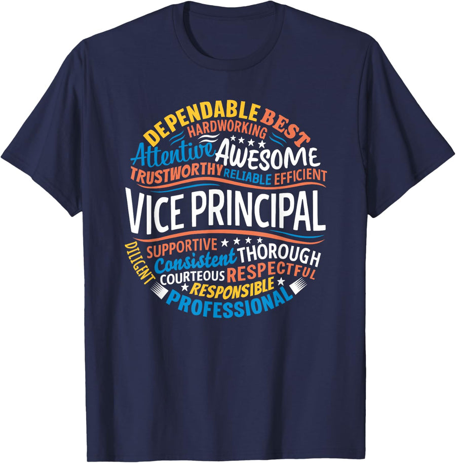 Vice Principal Gifts Funny Appreciation Week Thank You T-Shirt Tee for Women Men - Navy Blue