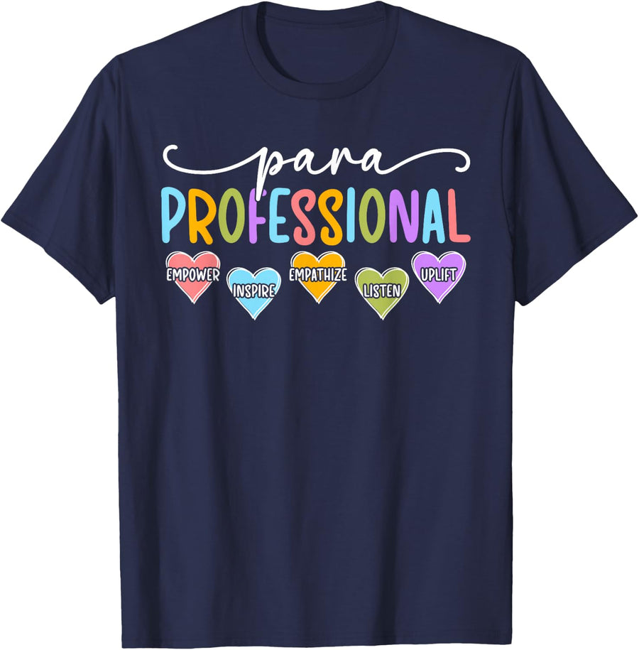 Best Paraprofessional Parapro para Appreciation T-Shirt Tee for Teachers and School Staff - Navy Blue