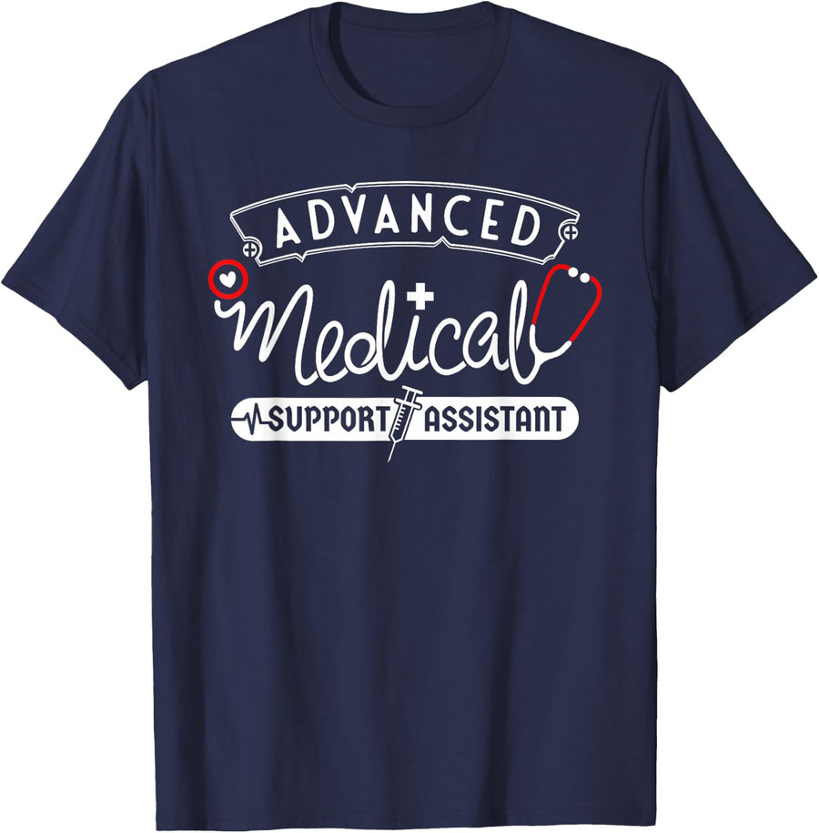 Advanced Medical Support Assistant - Health Care Staff MSA T-Shirt - Navy Blue