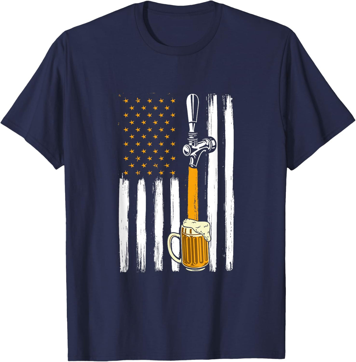 US Flag Craft Beer T-Shirt - Navy Blue