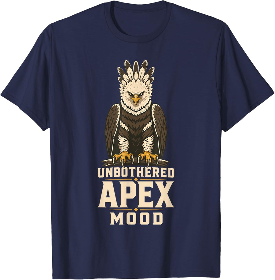 Unbothered Apex Mood Bald Eagle Bird T-Shirt - Navy Blue