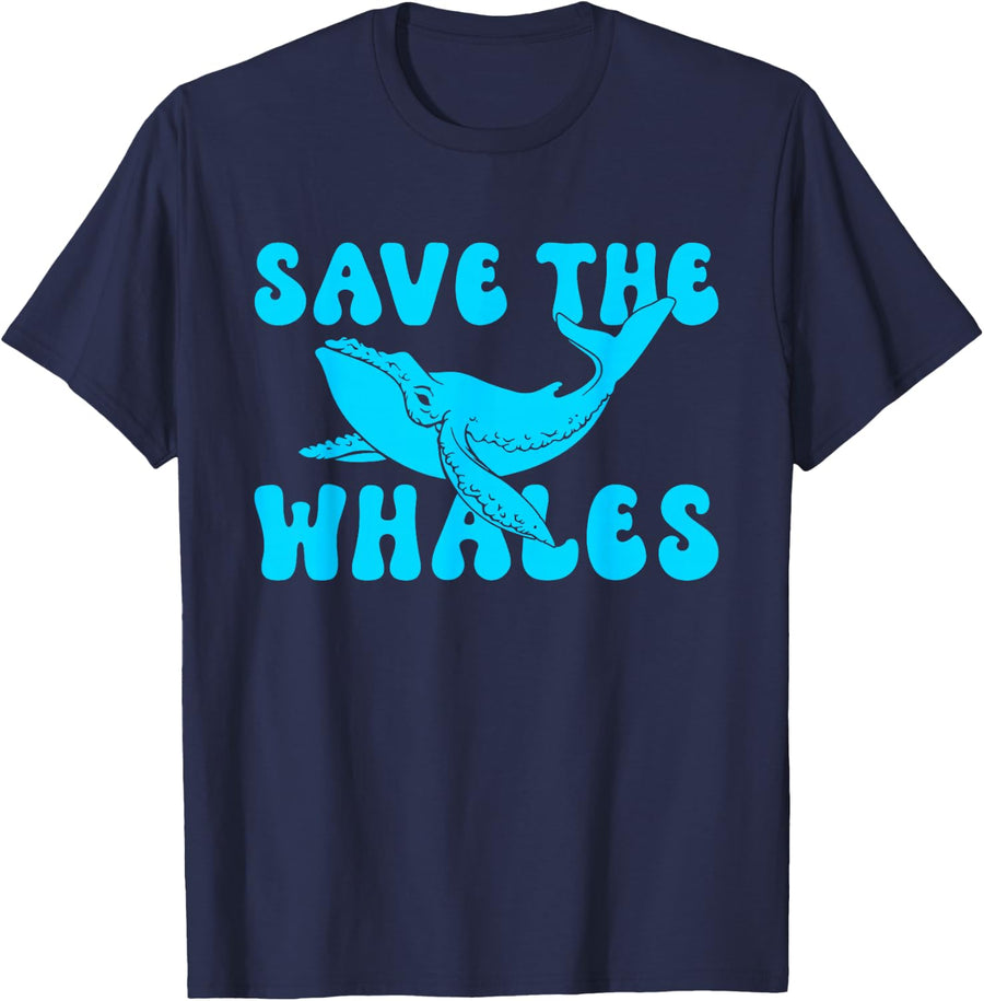 Save the Whales Lover Tee Marine Scientist Environmentalist T-Shirt for Men Women - Navy Blue