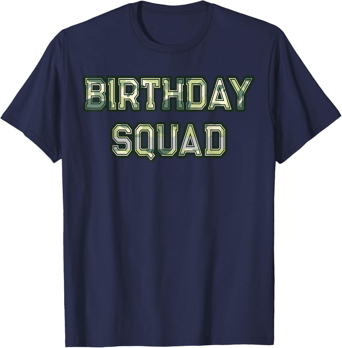 Camouflage Themed Birthday Party Squad Military Hunting Camo T-Shirt - Navy Blue