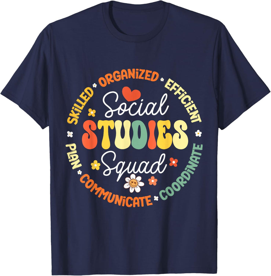 Social Studies Squad Teacher Back To School First Day T-Shirt - Navy Blue