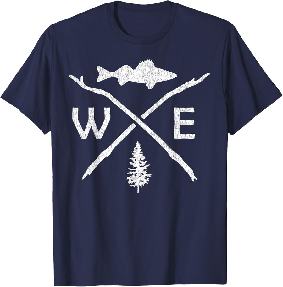 Walleye Fishing Outdoor Fisherman T-Shirt - Navy Blue