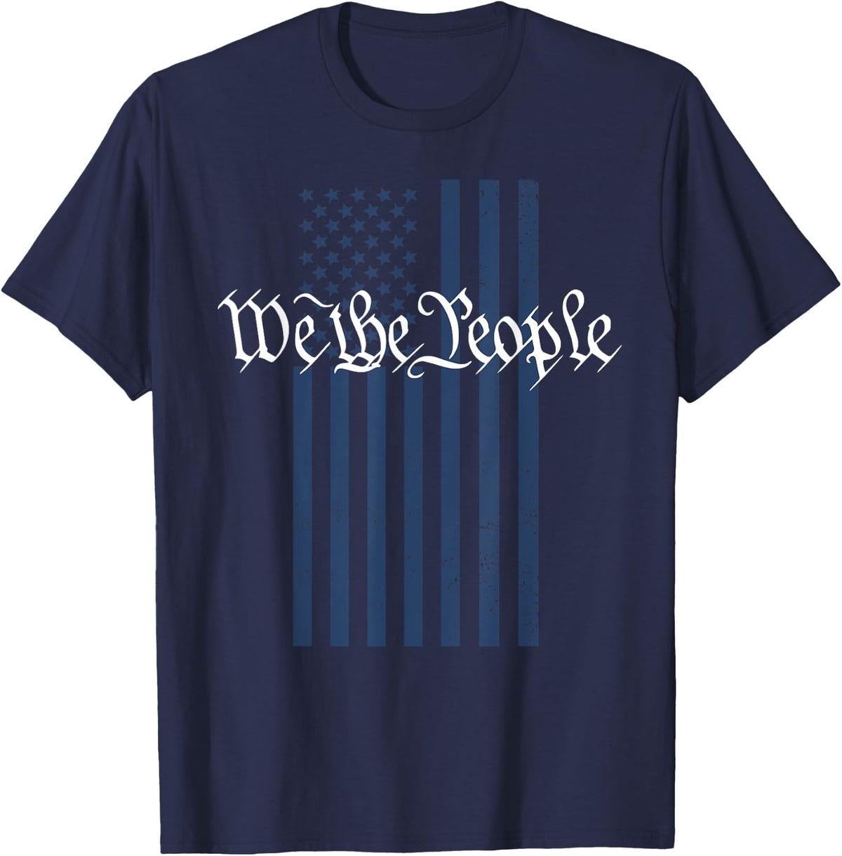 4th of July We The People Patriotic American Flag T-Shirt - Navy Blue