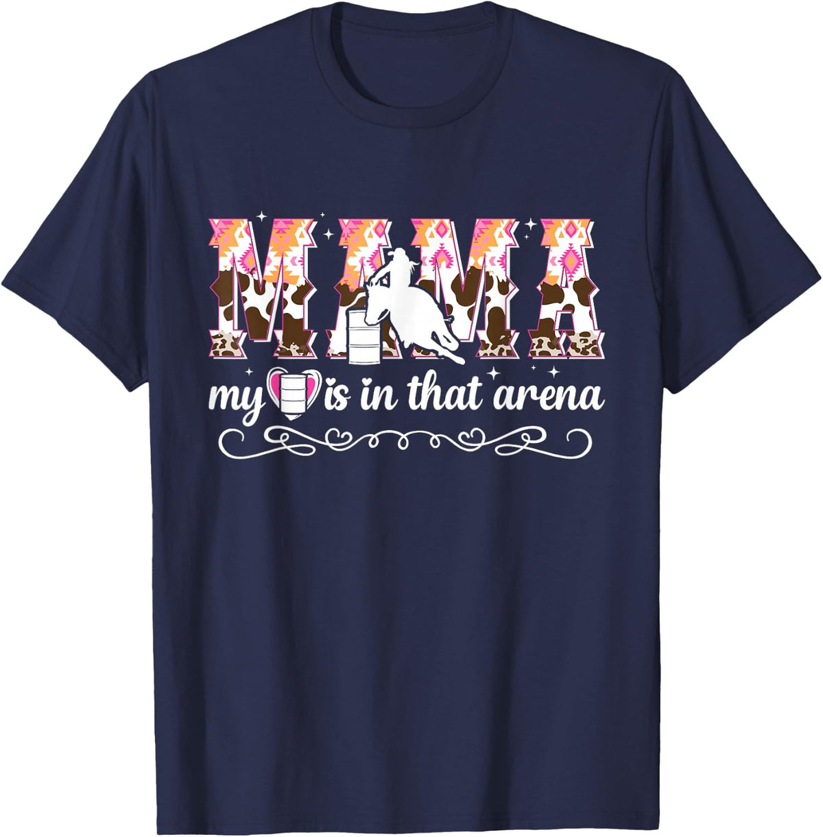 Proud Barrel Racing Mama Barrel Racing Mom Barrel Racer Mom T-Shirt - Navy Blue