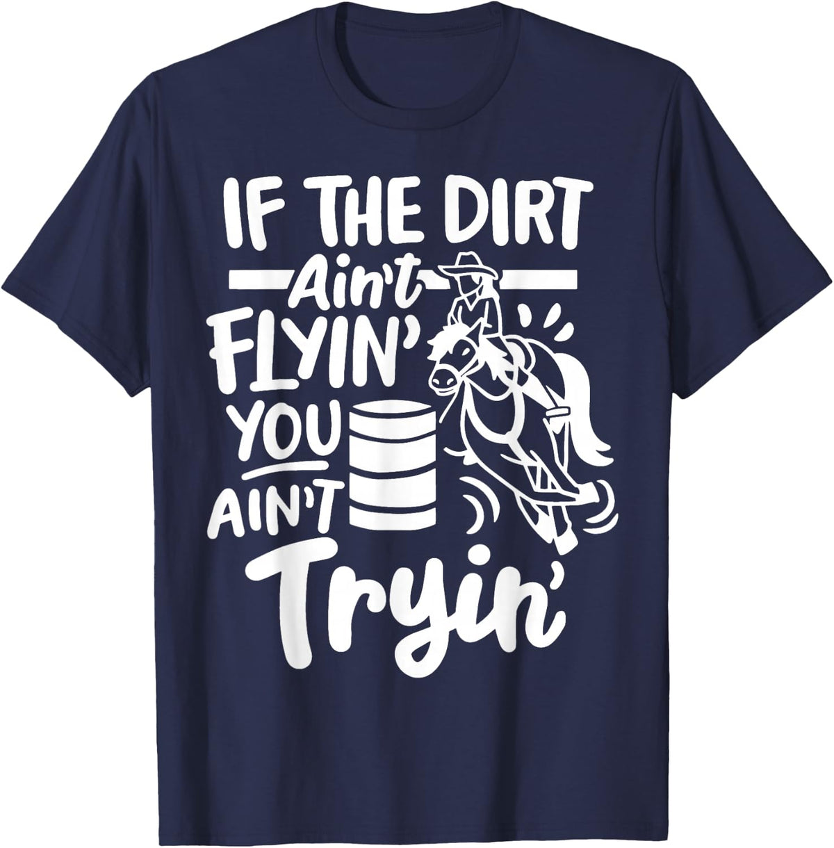 Barrel Racing Girl Tee Shirt for Girls Rodeo Racing Shirts Women T-Shirts - Navy Blue