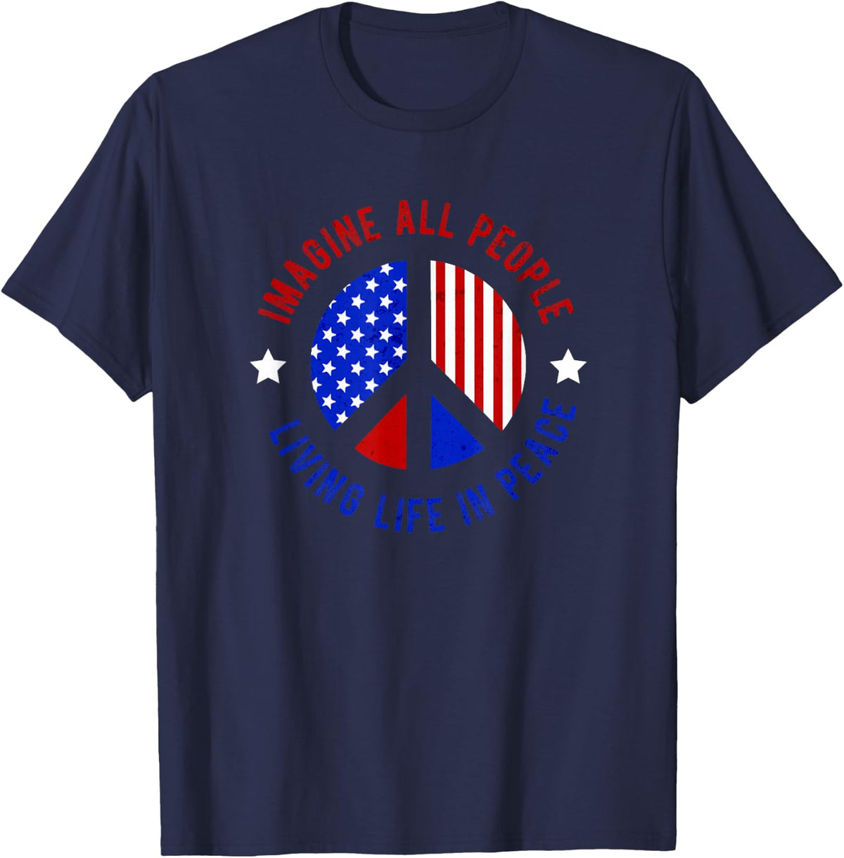 Imagine that All People Live in Peace T-Shirt - Navy Blue