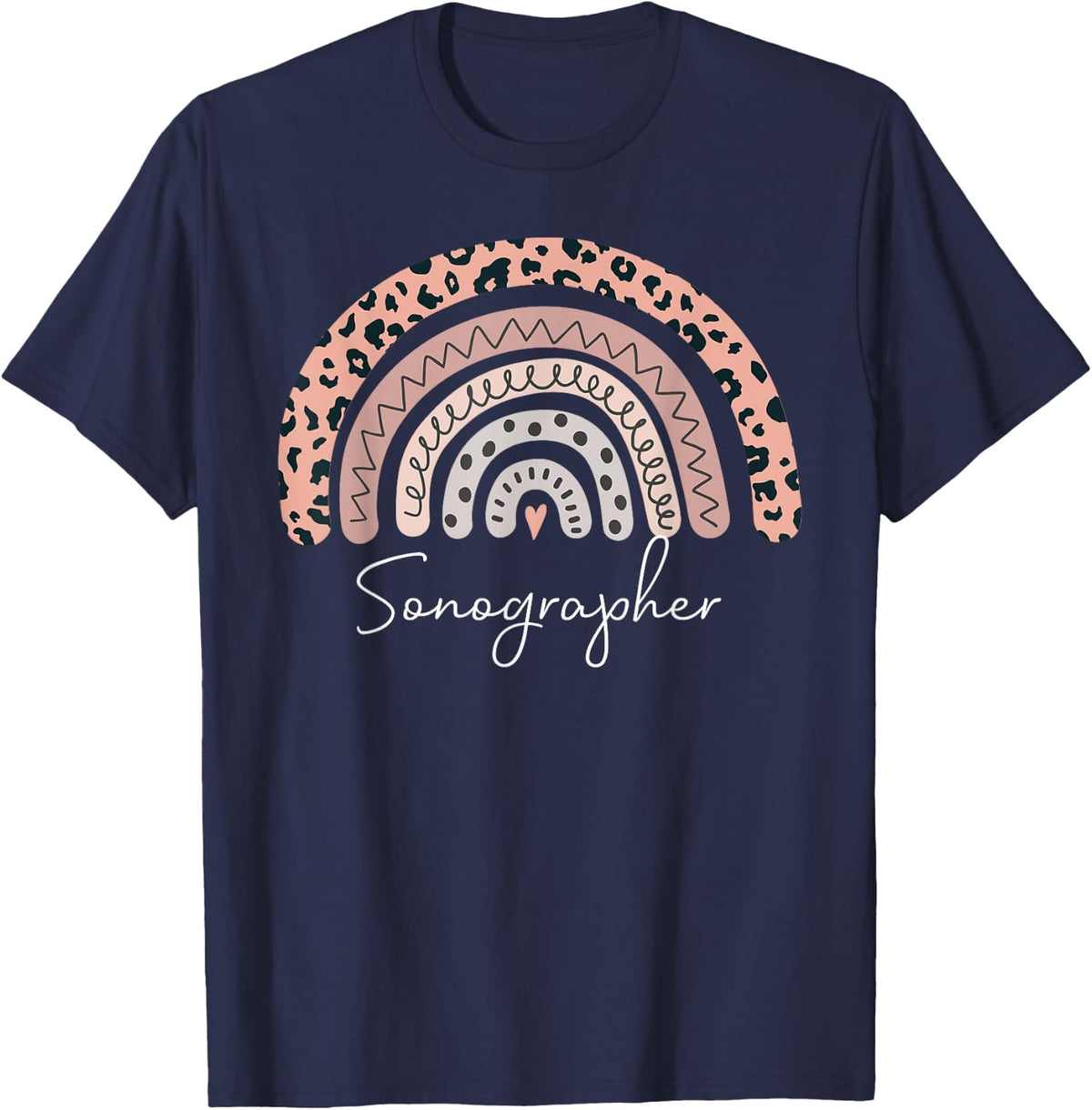 Sonographer Rainbow Sonography Ultrasound Tech Cardiac T-Shirt - Navy Blue