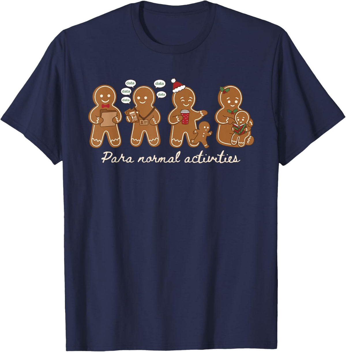 para Normal Activities Christmas Gingerbread SPED Teacher T-Shirt - Navy Blue