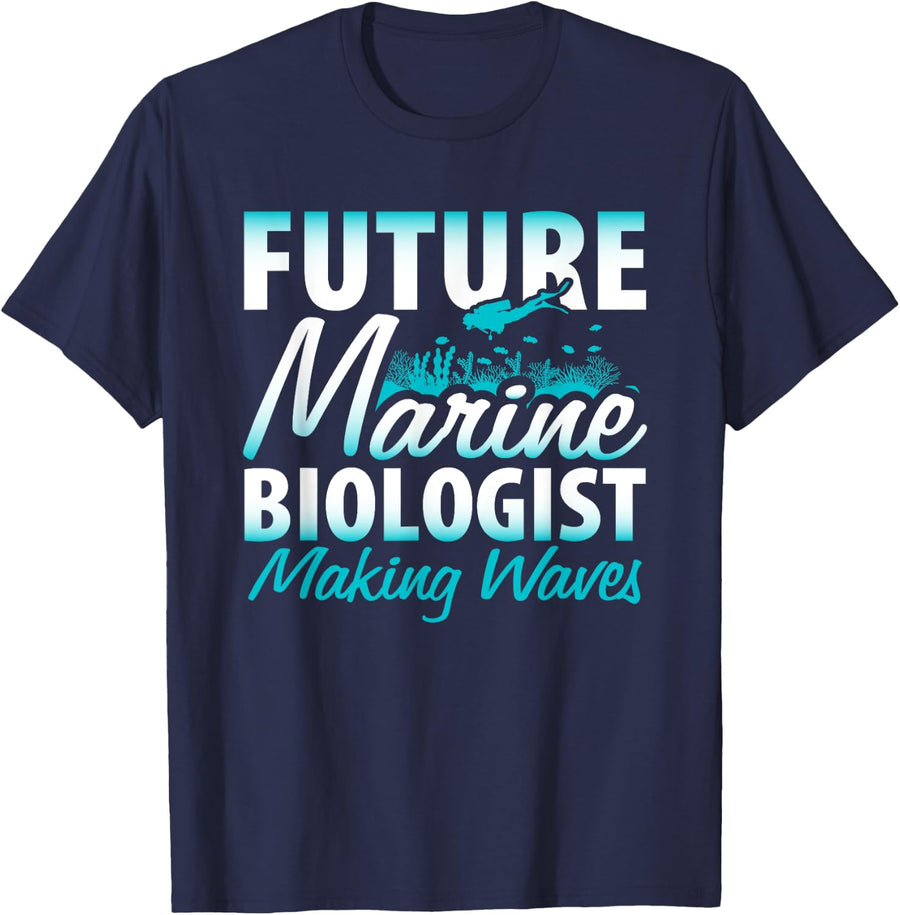 FUTURE MARINE BIOLOGIST MAKING WAVES T-Shirt Graduation Gift T-Shirt - Navy Blue