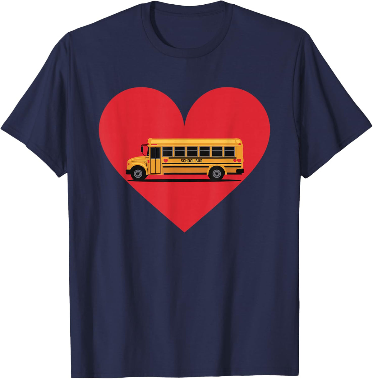 School Bus Heart, Bus Driver Appreciation T-Shirt - Navy Blue