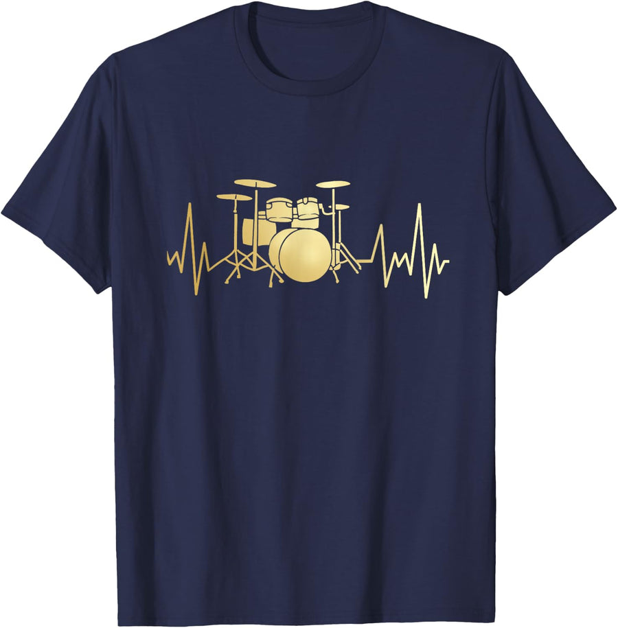 Drum set Heartbeat graphic T-Shirt - Navy Blue