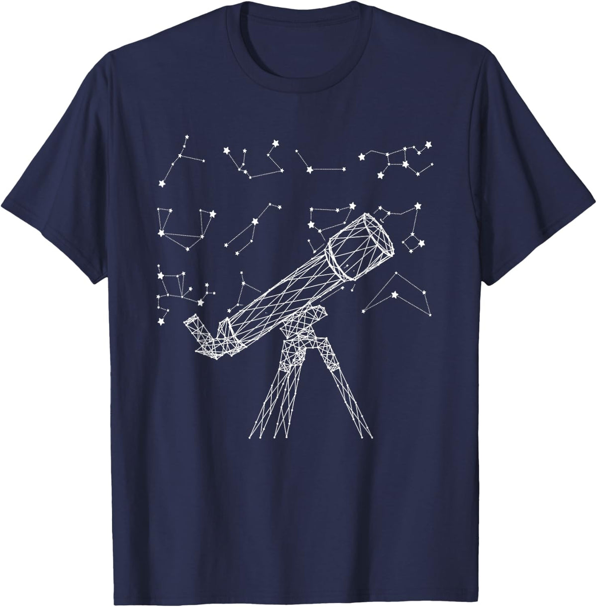 Star Constellations Galaxy Telescope Outer Space Astronomy T-Shirt - Navy Blue