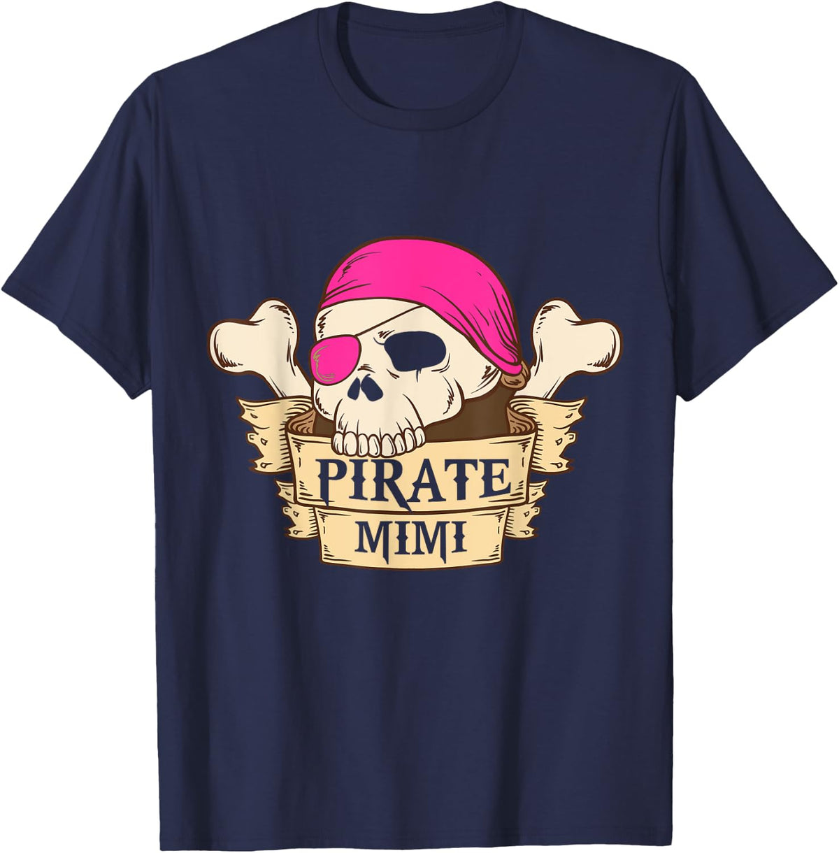 Pirate Captain Mimi Pirate Mimi Funny Halloween Grandma T-Shirt - Navy Blue