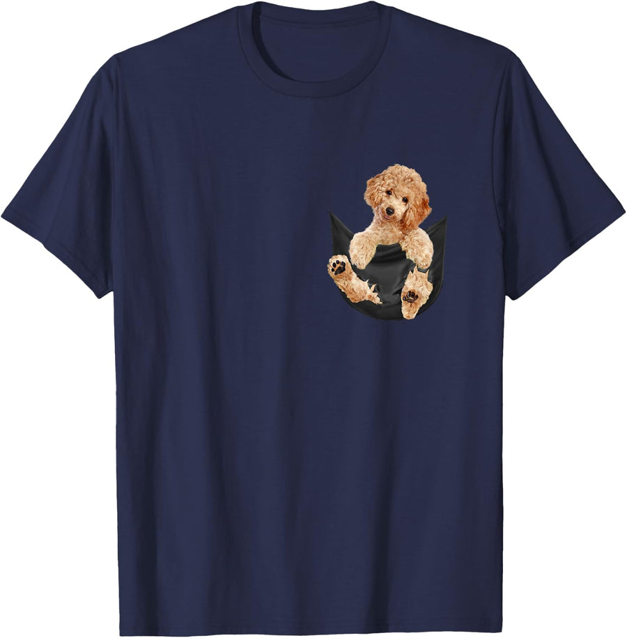 Dog Lover Gifts Poodle in Bag T-Shirt Tee for Women Men Poodle Shirts - Navy Blue