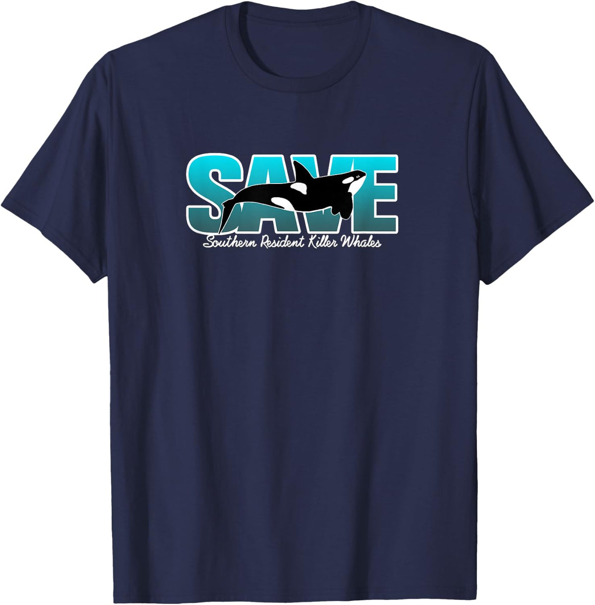 Save Southern Resident Killer Whale Orca Conservation T-Shirt - Navy Blue