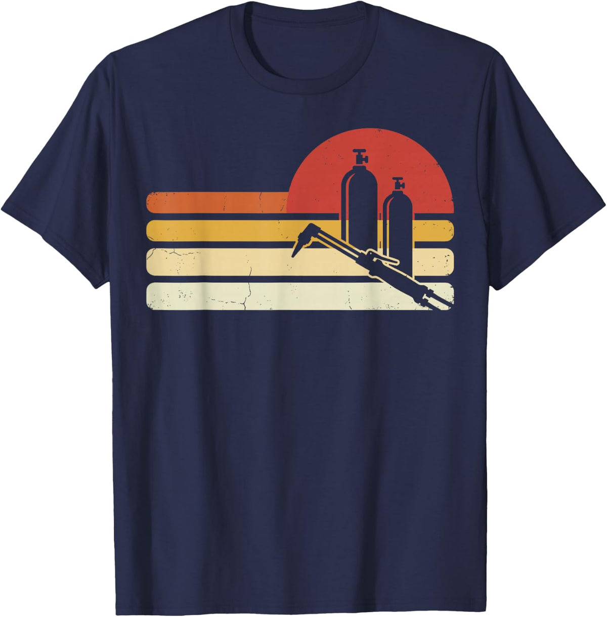 Vintage Retro Welder Welding Metalworker Metal Weld Tee T-Shirt - Navy Blue