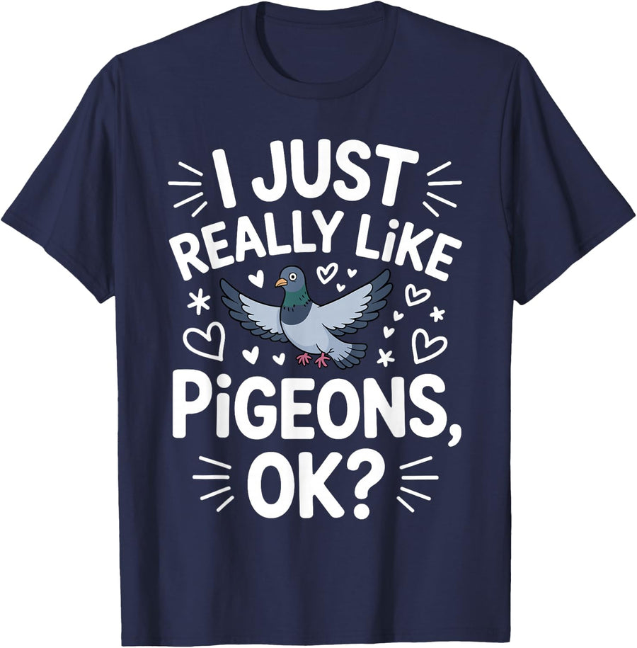 Cool Pigeon Design for Men Women Kids Bird Racing Pigeon T-Shirt - Navy Blue