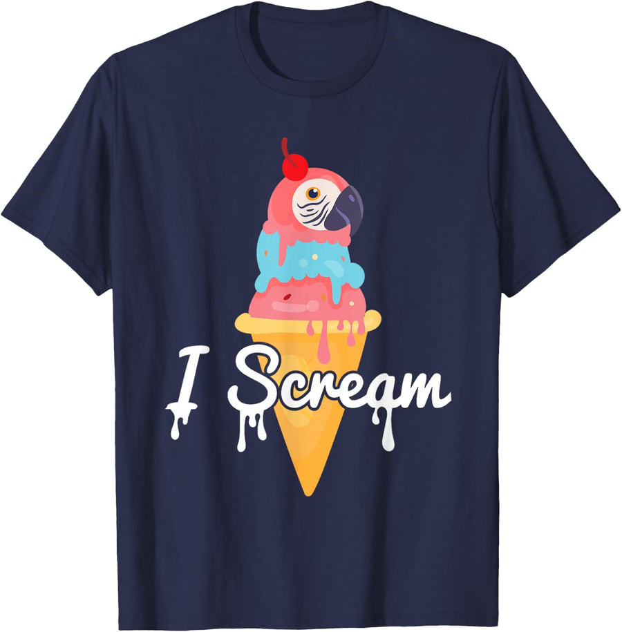 I Scream - Zookeeper Ornithologist Birdwatcher Parrot Lover T-Shirt - Navy Blue