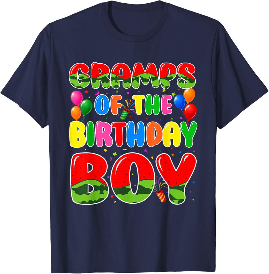 Gramps of the Birthday Boy Watermelon Bday Family T-Shirt - Navy Blue
