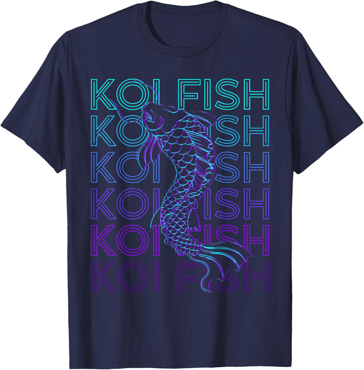 Koi Fish Carp Japanese Fish Retro T-Shirt - Navy Blue