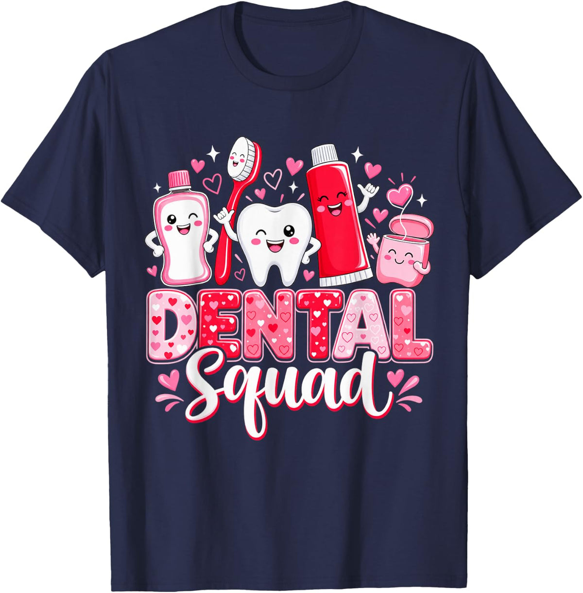 Dental Squad Cute Tooth Dentist Hygienist Idea T-Shirt - Navy Blue