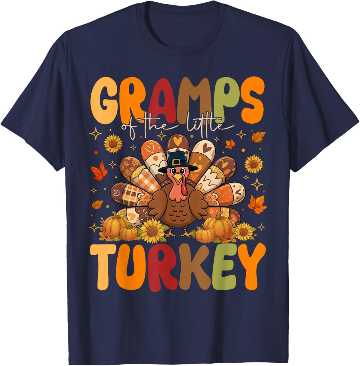Gramps of the Little Turkey Thanksgiving T-Shirt - Navy Blue