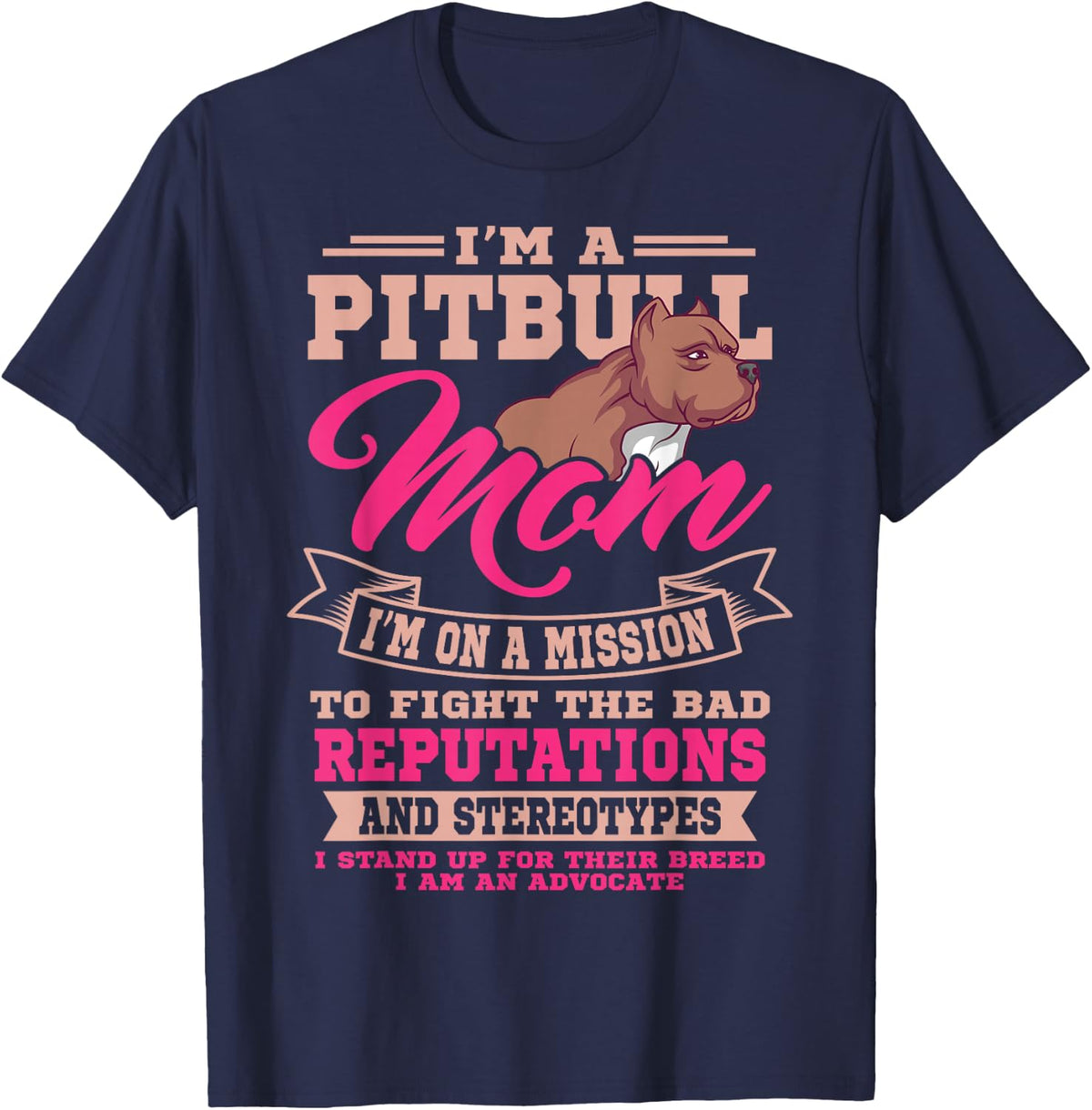 Pitbull Mom Pit Bull Terrier Owner Dog Breeders Mommy T-Shirt - Navy Blue