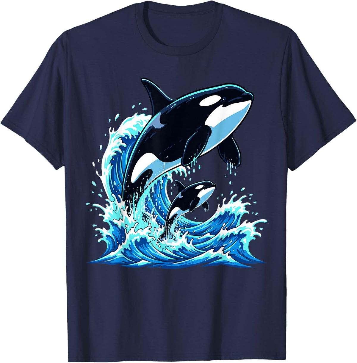 Orca Whale Ocean T-Shirt - Navy Blue