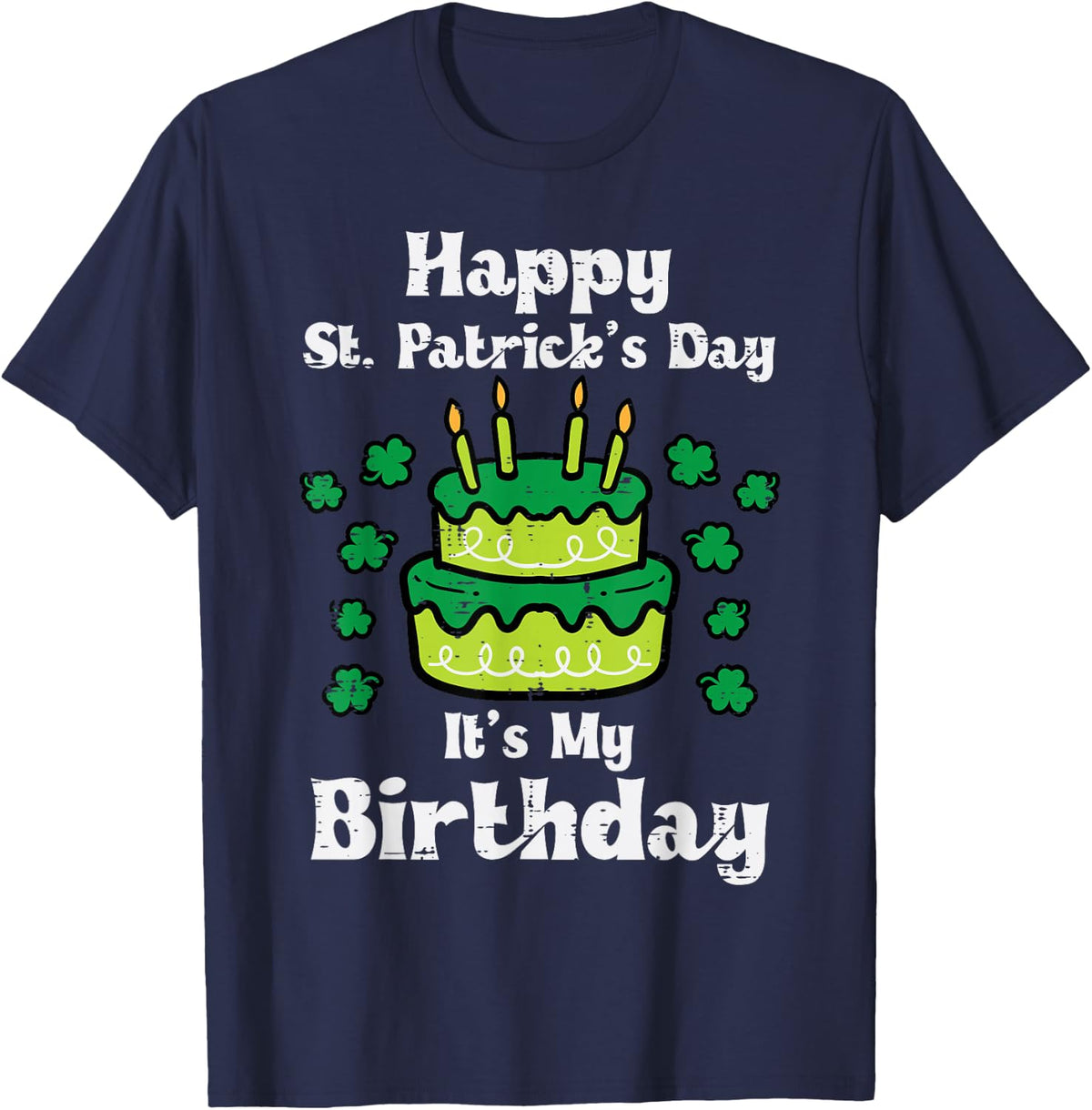 St Patricks Day Birthday Saint Pattys Bday Men Women Kids T-Shirt - Navy Blue