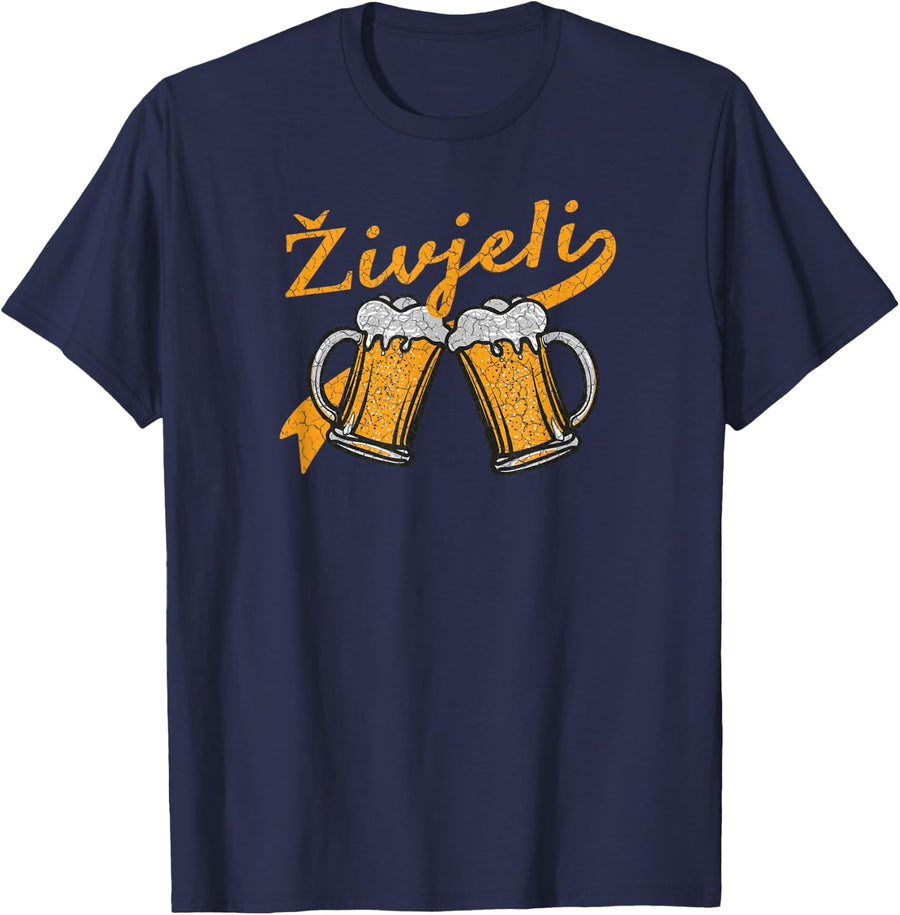 Croatian Zivjeli Cheers Beer mug Drinking Gift T-shirt T-Shirt - Navy Blue