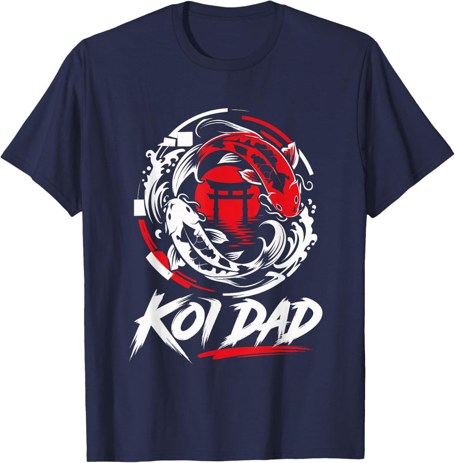 Koi Dad Koi Pond Fish Pond T-Shirt - Navy Blue