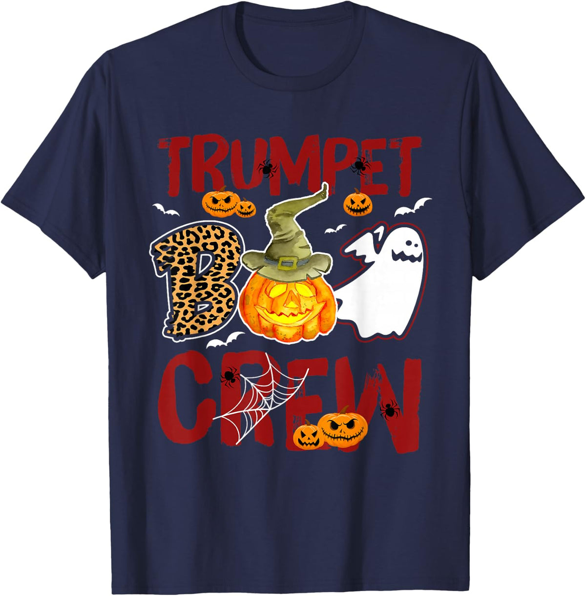 Trumpet Boo Crew Halloween Trumpeter Match T-Shirt - Navy Blue