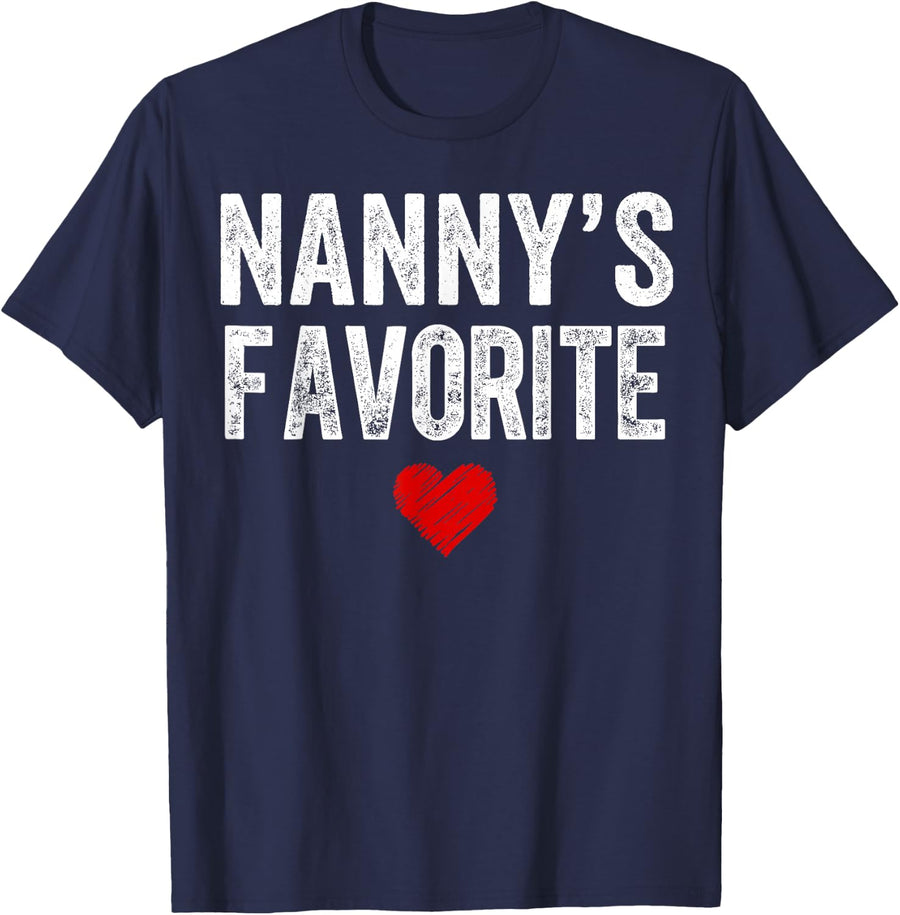 Funny Nannys Favorite Son Daughter I'm Nanny's Favorite T-Shirt - Navy Blue