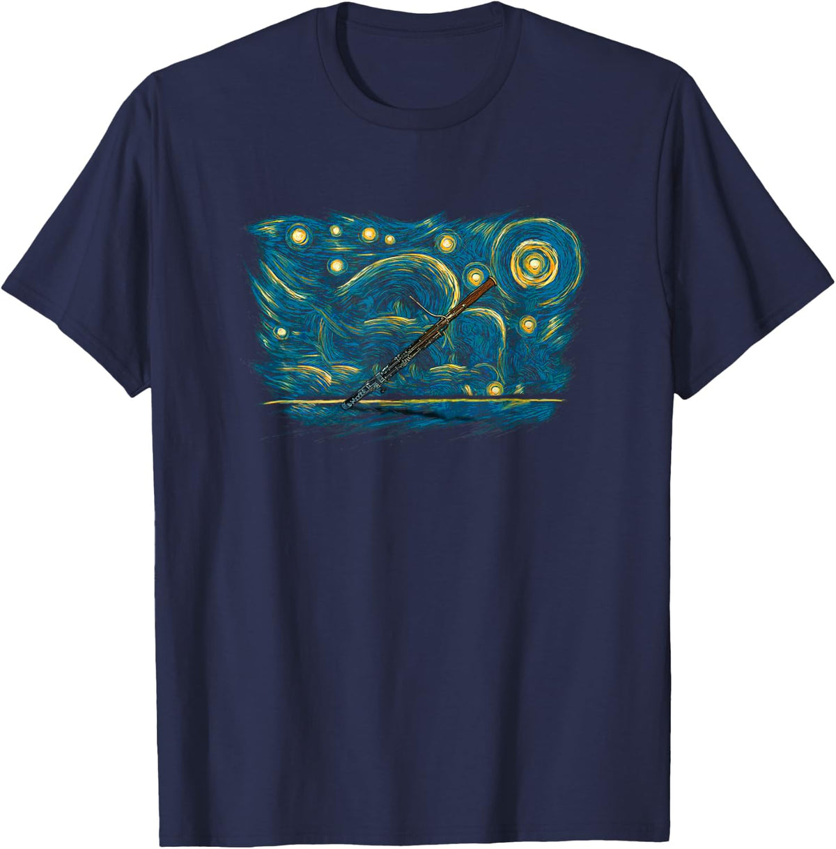 Retro Vintage Style Bassoon T-Shirt - Navy Blue