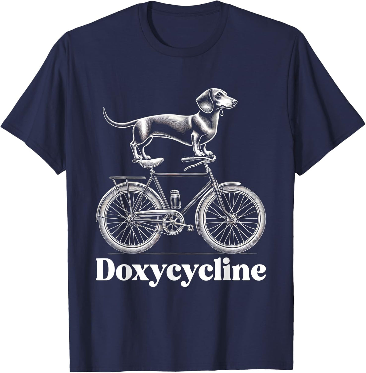 Funny Doxycycline Pharmacy Dachshund Lovers Pun T-Shirt - Navy Blue