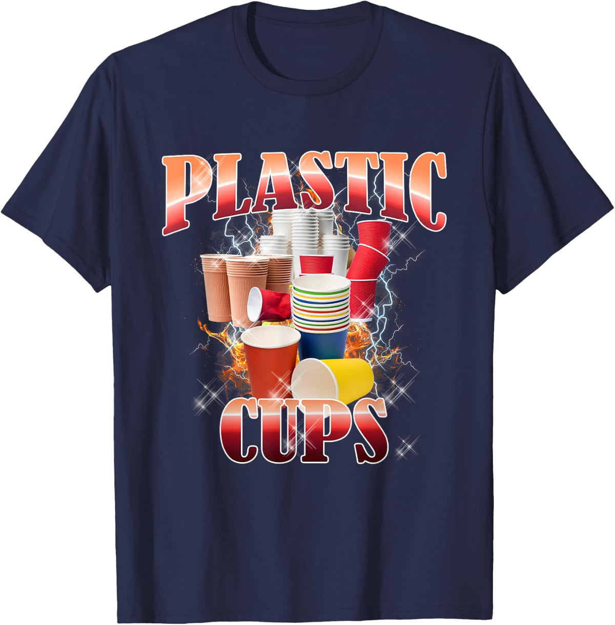 Thanksgiving Plastic Cups Bootleg 90's Rap Rock Vintage T-Shirt - Navy Blue