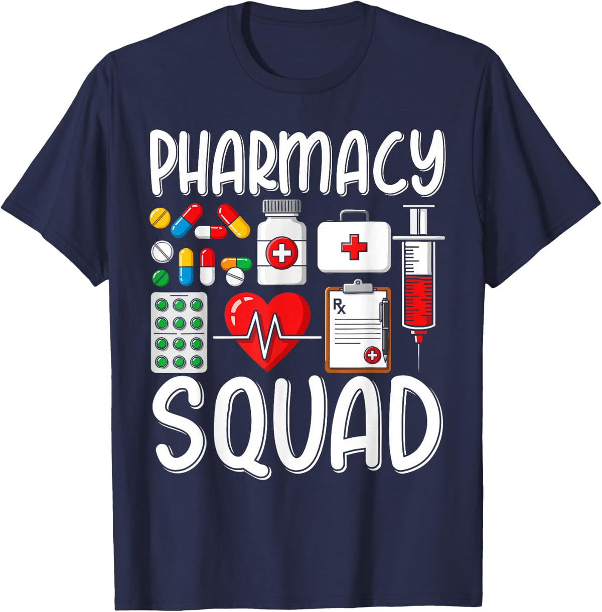 Pharmacy Squad Tshirt Technician Pharmacist Crew Student T-Shirt - Navy Blue