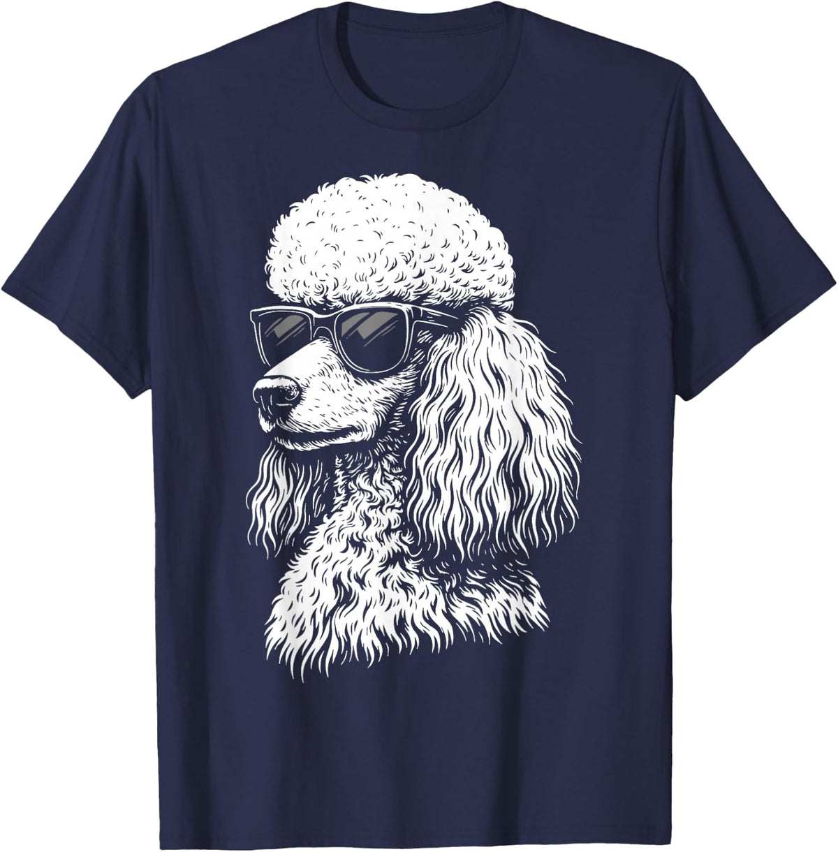 Poodle Sunglasses T-Shirt - Navy Blue