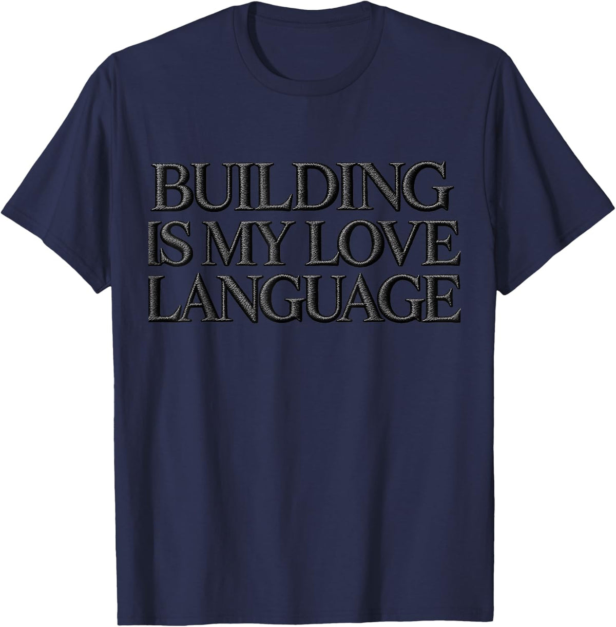 Embroidery Effect T-Shirt - Navy Blue