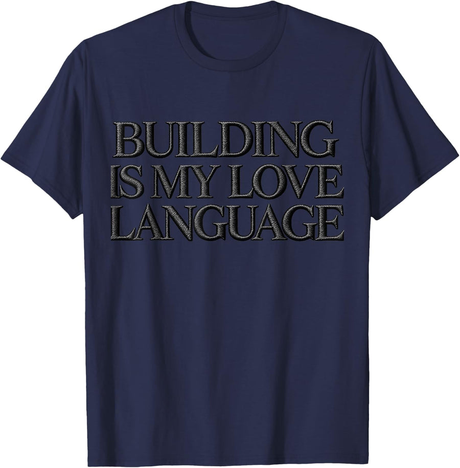 Embroidery Effect T-Shirt - Navy Blue