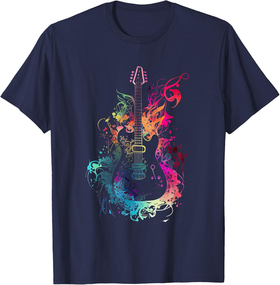 Guitar Design Gift for Guitarists T-Shirt - Navy Blue